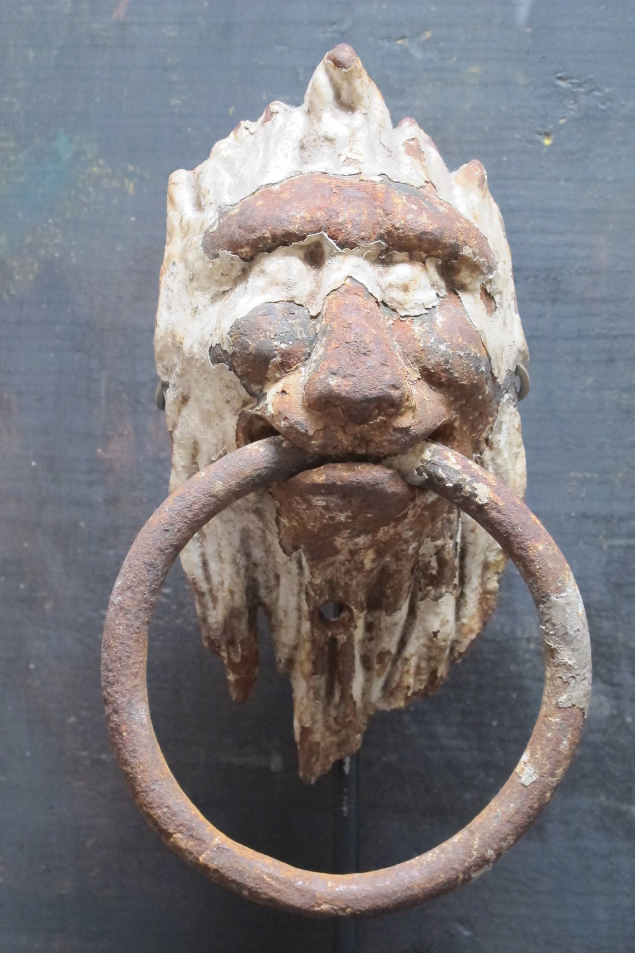 Belle Époque Iron Lion Head Door Knocker