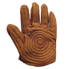 Vintage Early Hand Ball Glove With Spiral Stitching