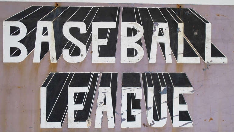 American Graphic Painted Metal Baseball Sign
