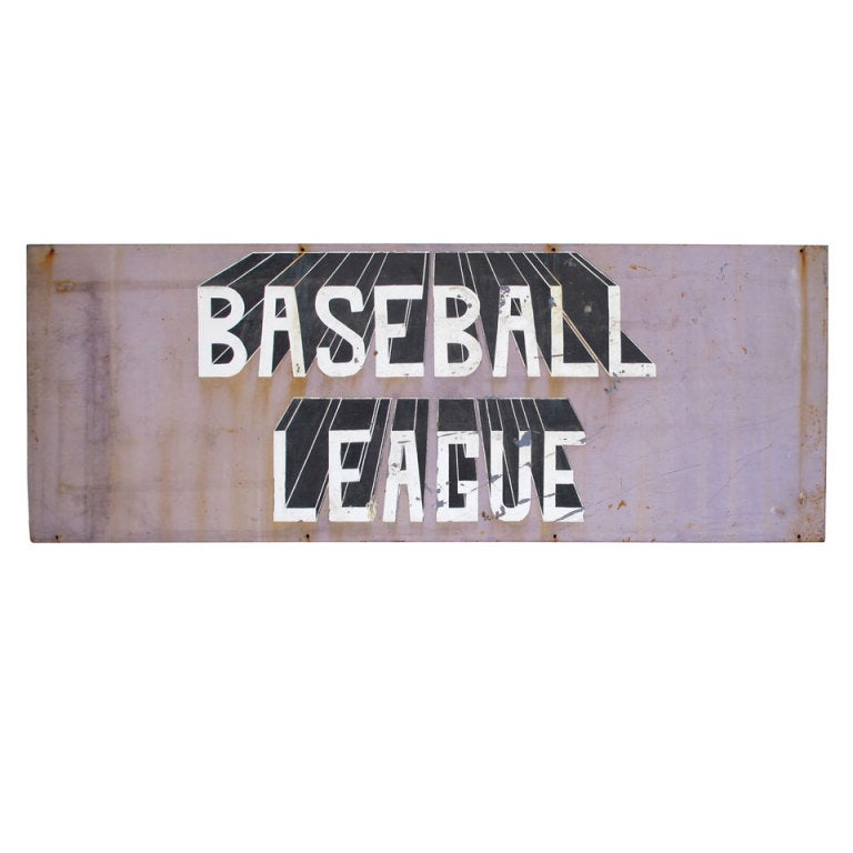 Tin Graphic Painted Metal Baseball Sign