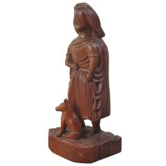 Carved Woman With Dog