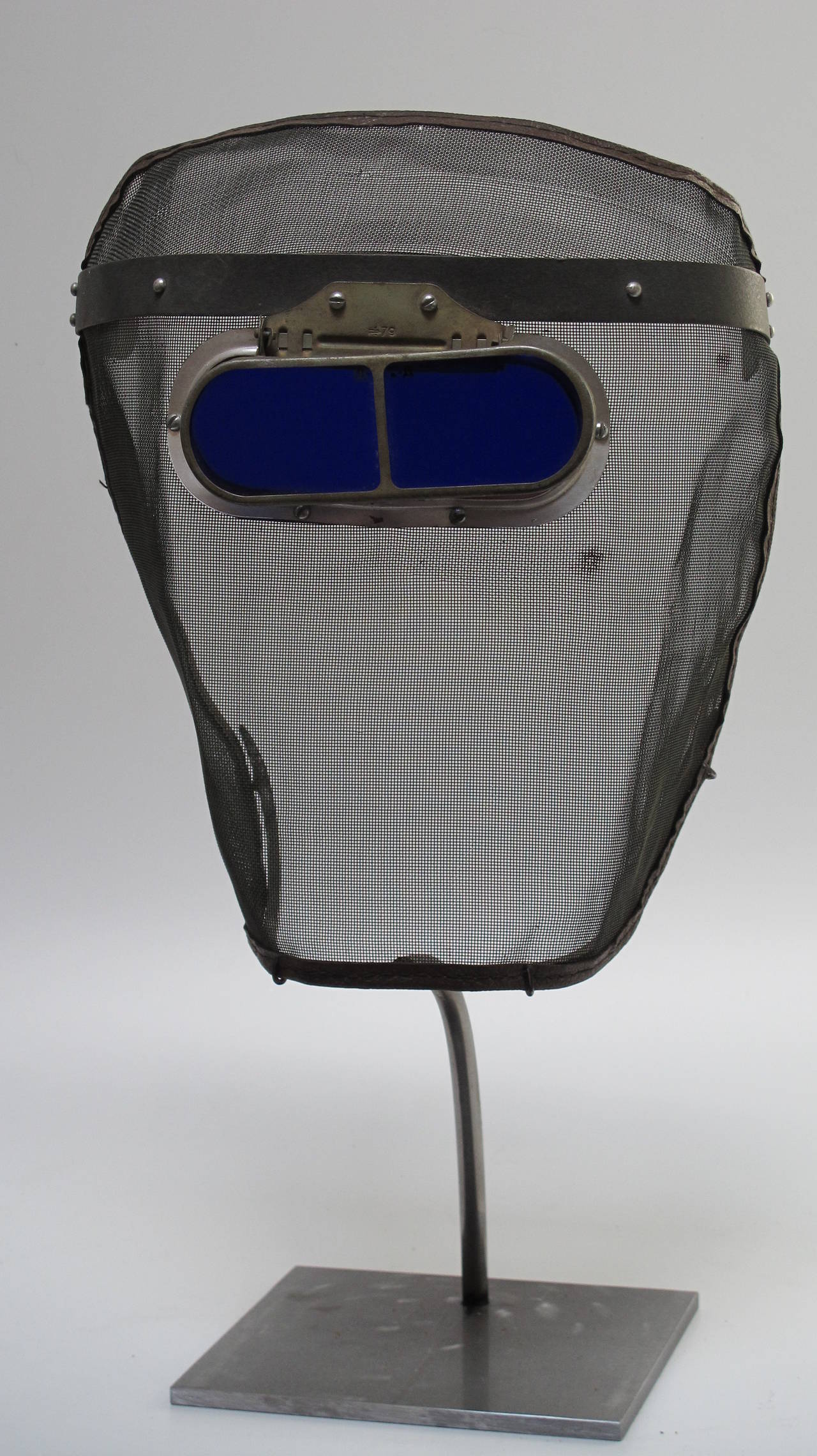 Mid-20th Century Wire Mesh Mask with Blue Glass Eyepiece