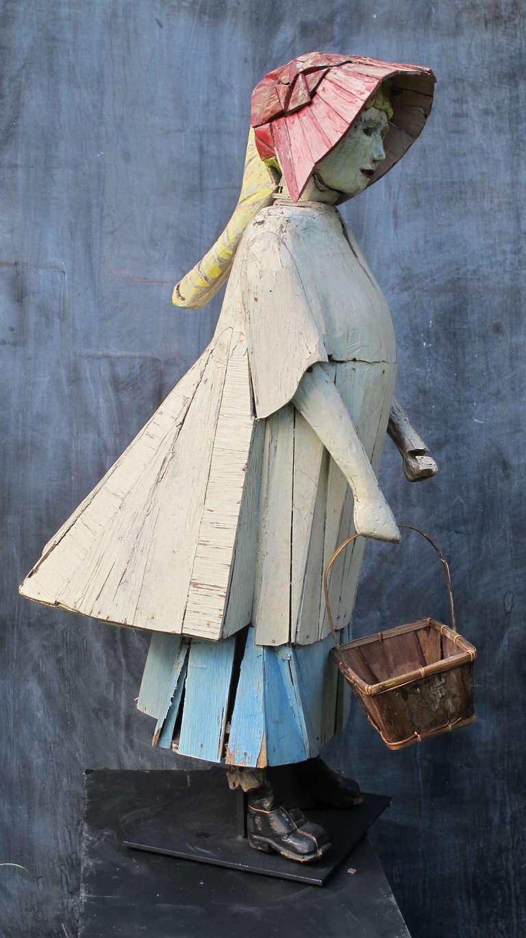 Little Red Riding Hood Folk Sculpture In Good Condition In New York, NY
