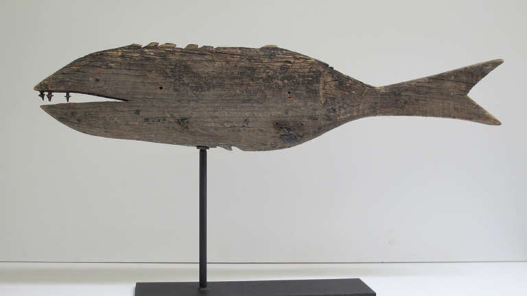 Folk Art Wooden Fish Weathervane