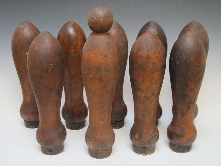 Early Lawn Bowling Pins and Balls In Good Condition For Sale In New York, NY