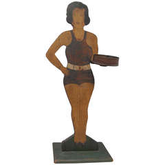 Vintage Bathing Beauty Stand Holding Cup