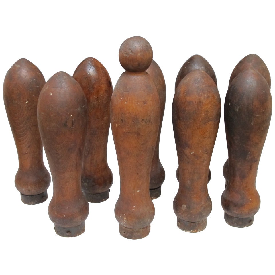 Early Lawn Bowling Pins and Balls For Sale