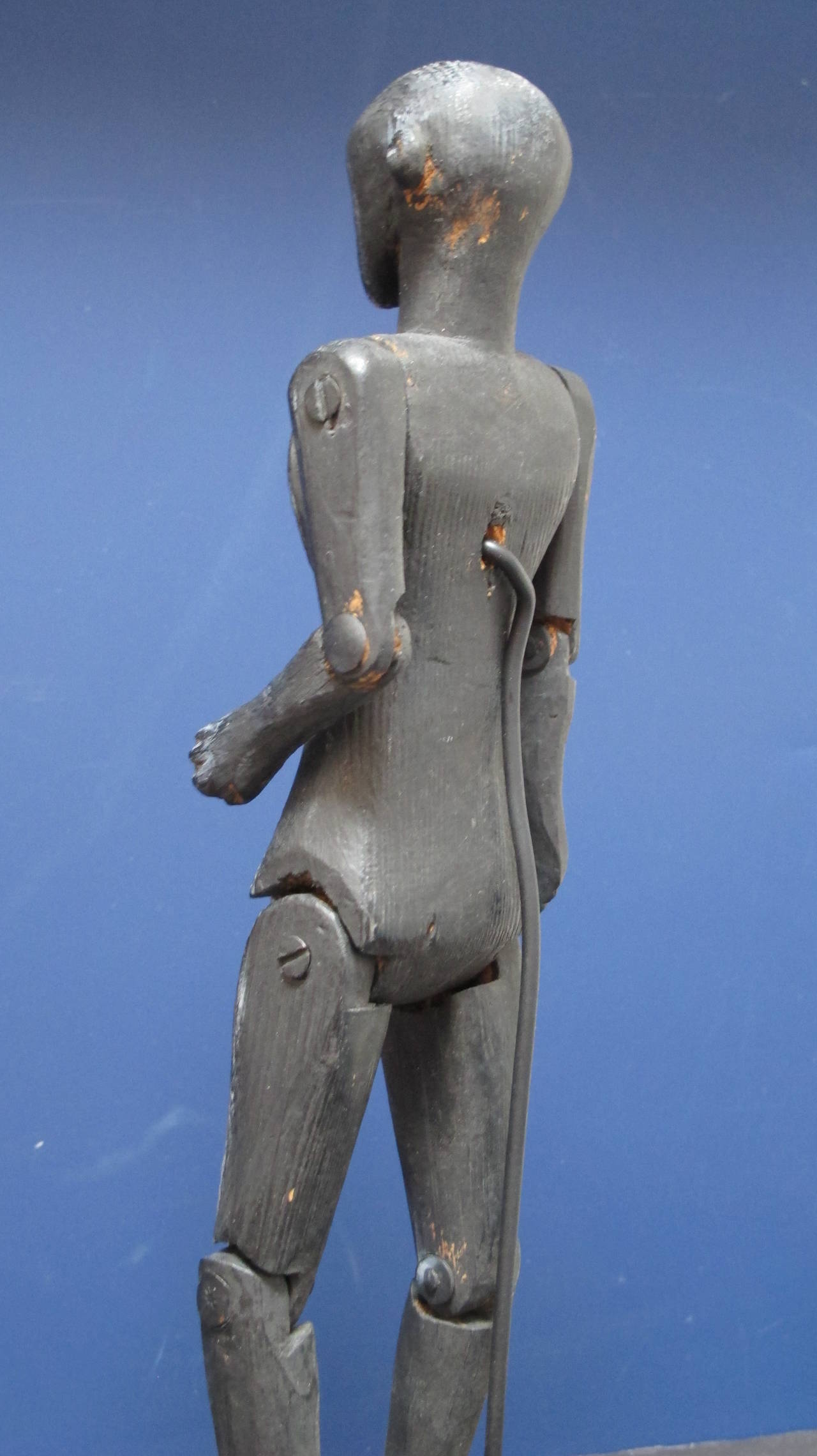 Paint Black Folk Art Figure with Articulated Limbs