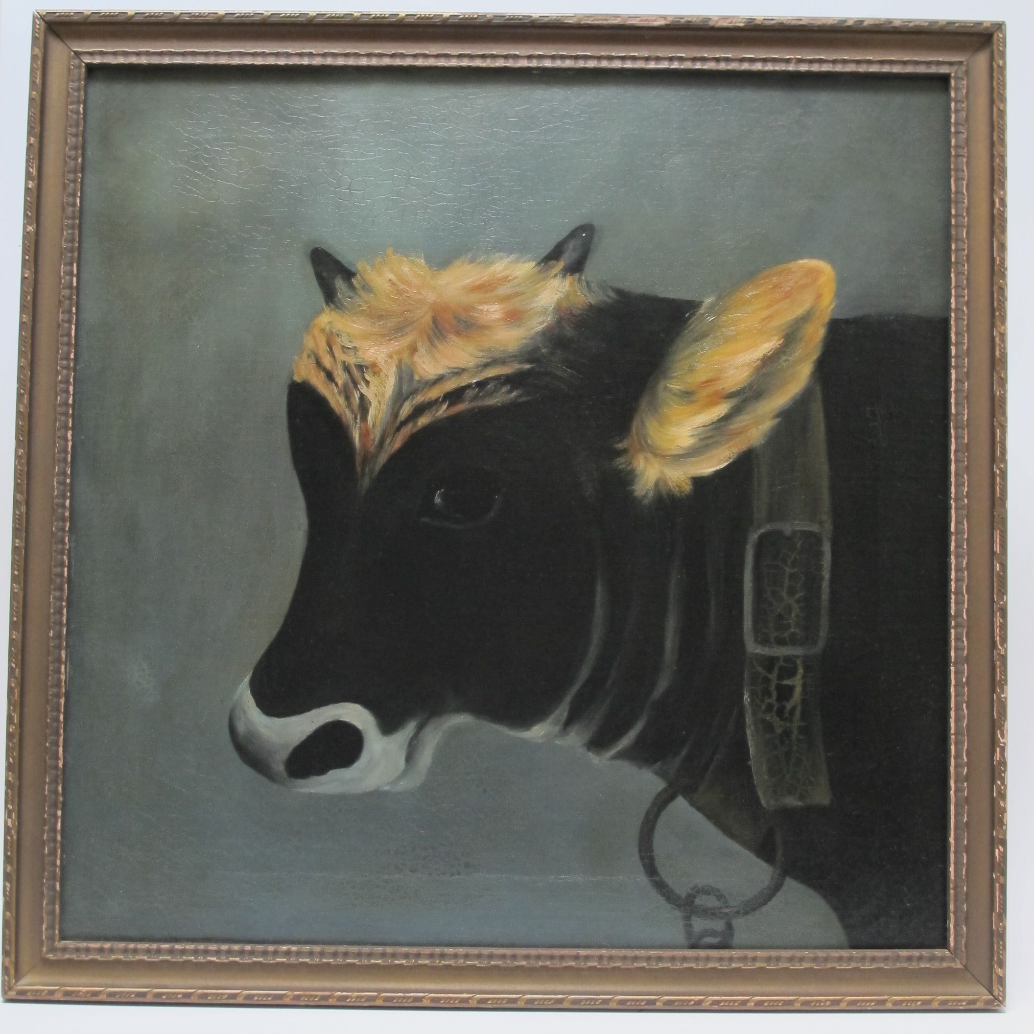 Portrait of a Cow Painting on Canvas For Sale