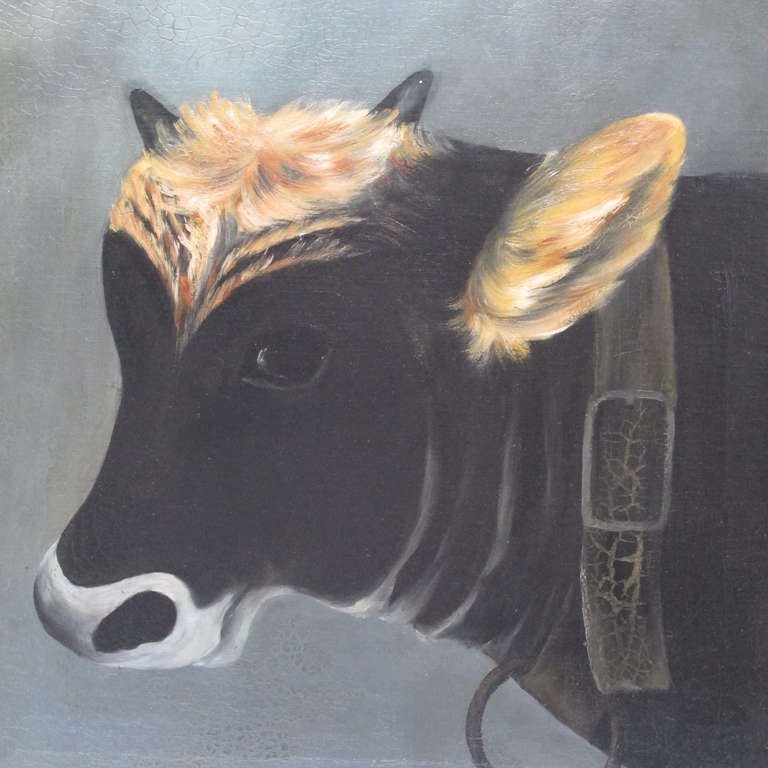 Portrait of a Cow Painting on Canvas For Sale 2