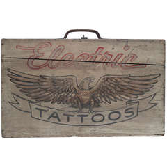 Vintage Painted Wood Tattoo Case