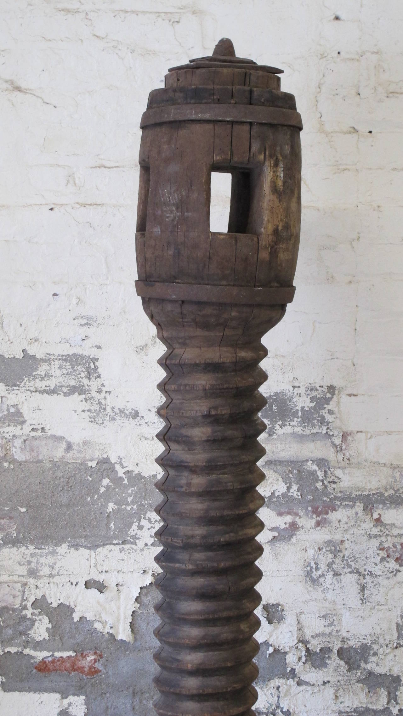 Tall Wood Screw Press for Olive Oil 1
