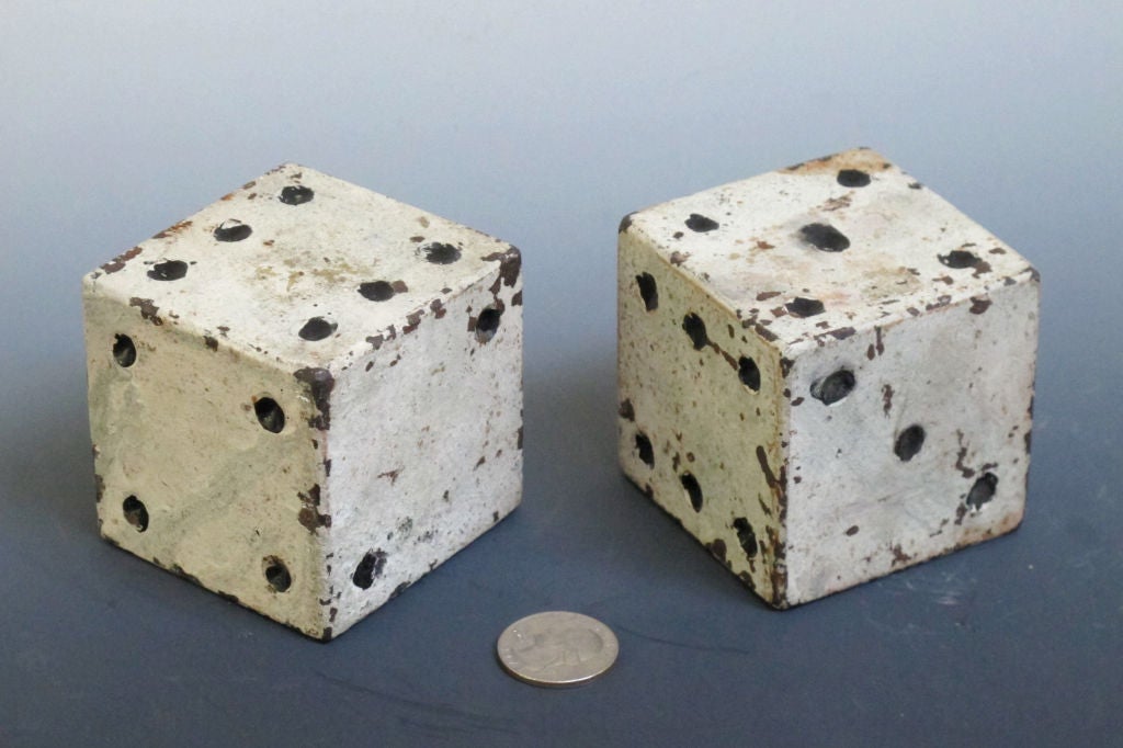 American Pair Of Large Iron Dice