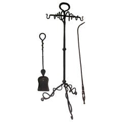Forged Iron Fire Place Tool Set With Stand