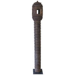 Antique Tall Wood Screw Press for Olive Oil