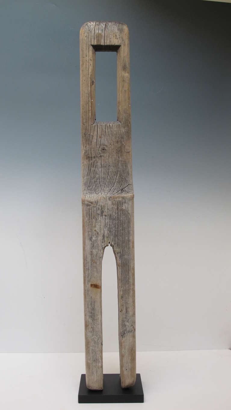 Primitive Sculptural Wood Wash Stirrer on Base