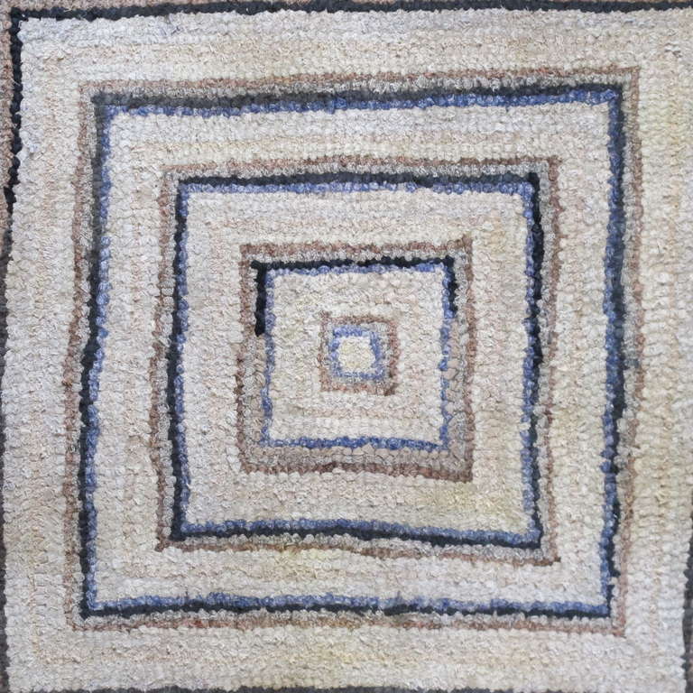 Early Geometric Hooked Rug Mounted for the Wall For Sale 1