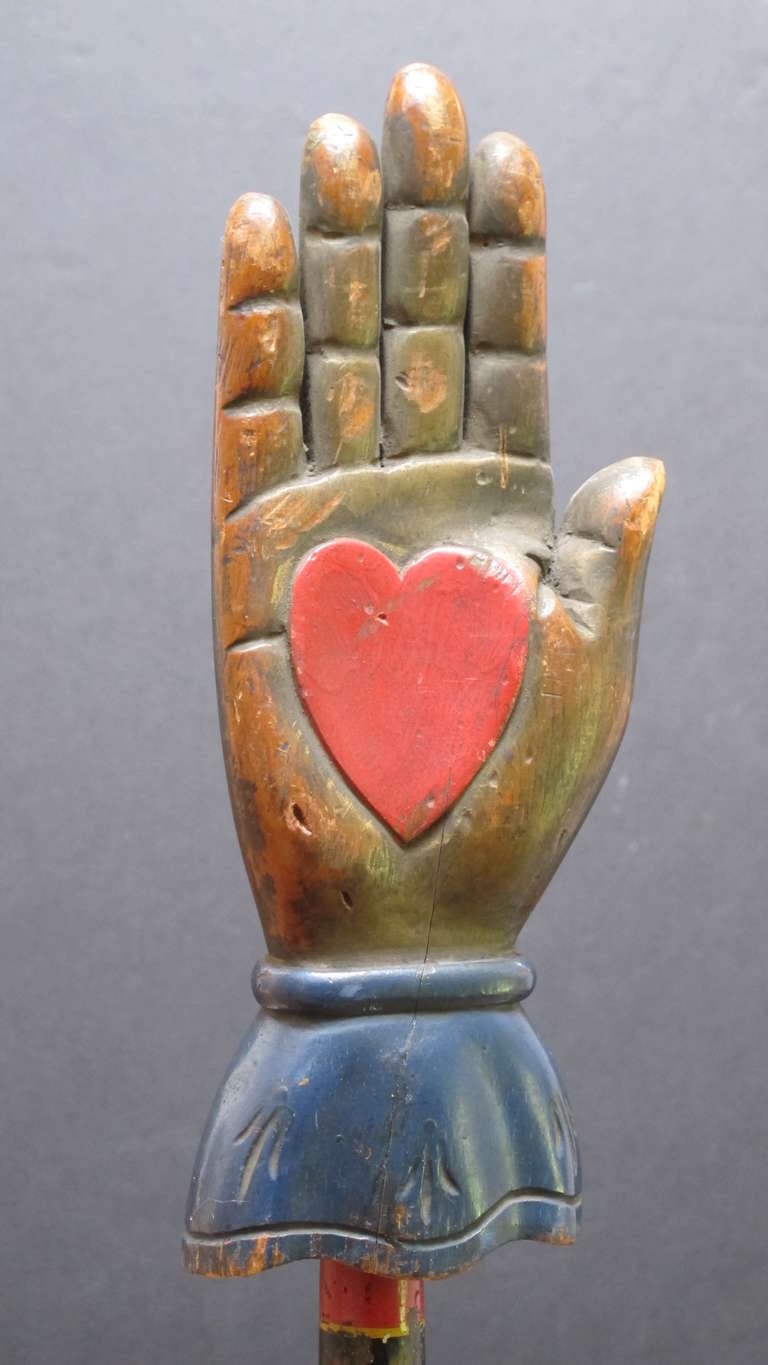 Folk Art Heart in Hand Carving from an Odd Fellows Lodge