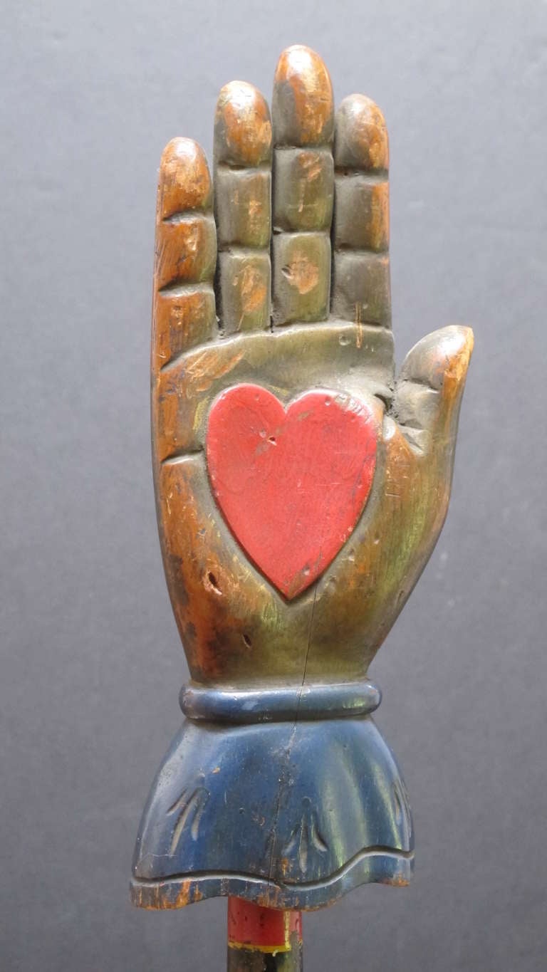 Folk Art Heart in Hand Carving from an Odd Fellows Lodge