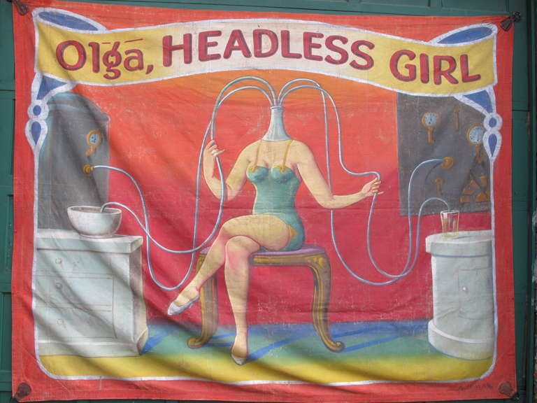 American Olga Headless Girl Carnival Banner