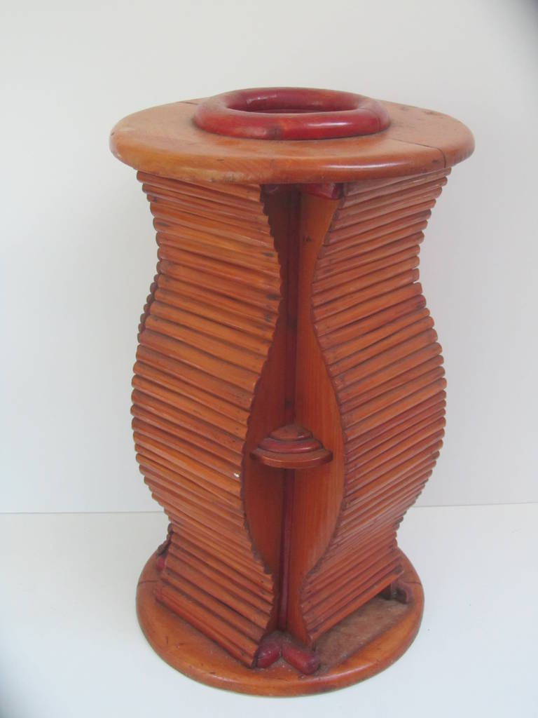 Sculptural Wood Umbrella or Cane Stand