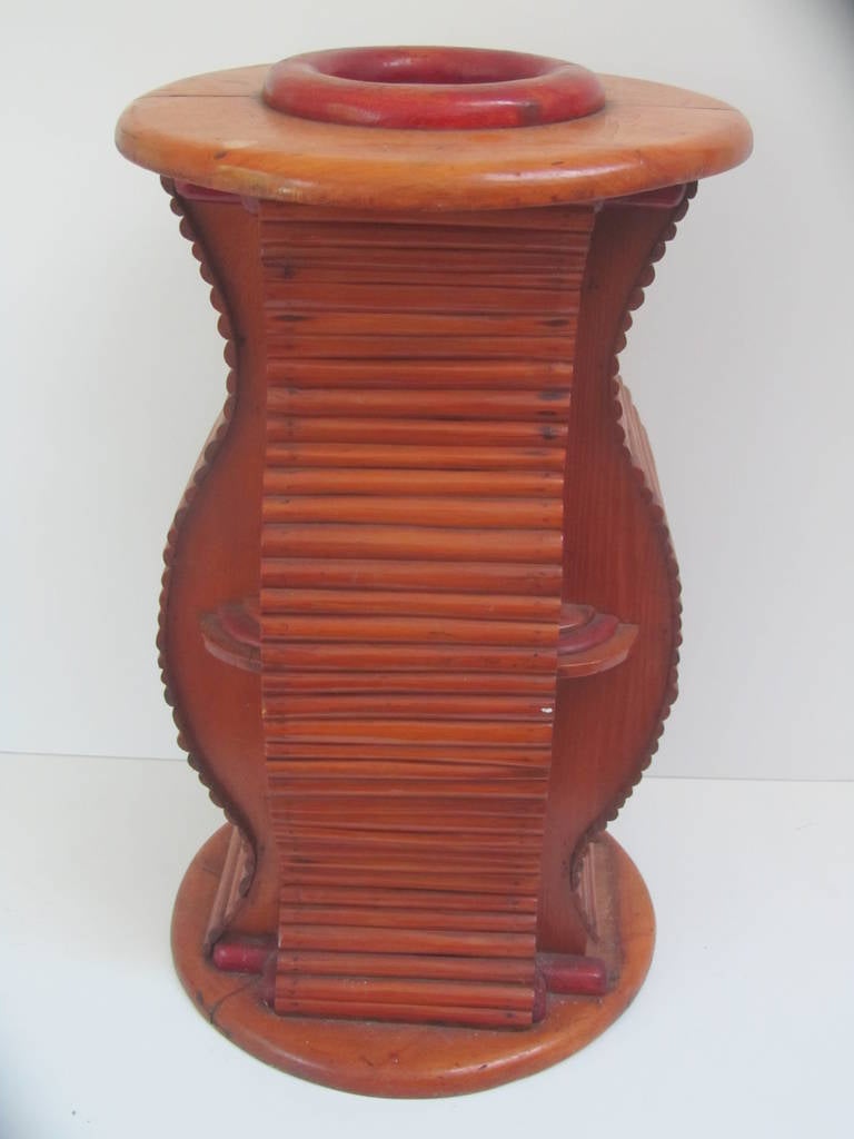 American Sculptural Wood Umbrella or Cane Stand For Sale
