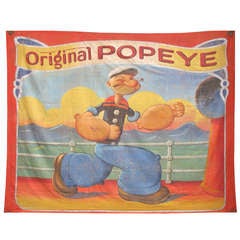 Vintage Popeye Carnival Sideshow Banner