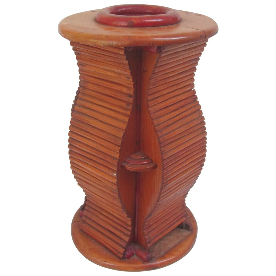 Sculptural Wood Umbrella or Cane Stand For Sale