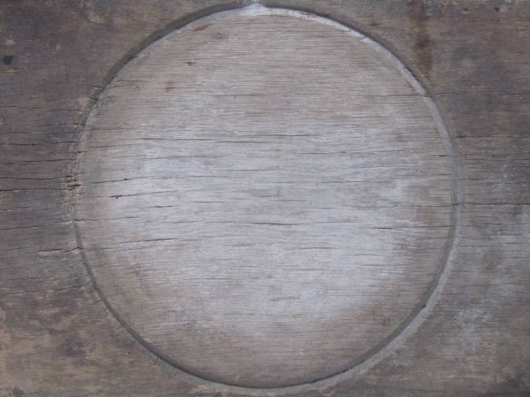 American Wood Cheese Press Panel with Incised Circle For Sale