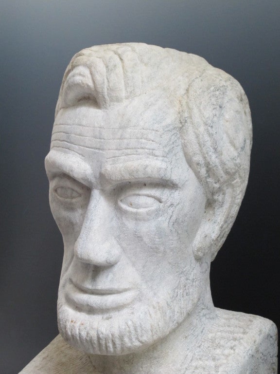 Folk Art Abraham Lincoln Marble Bust