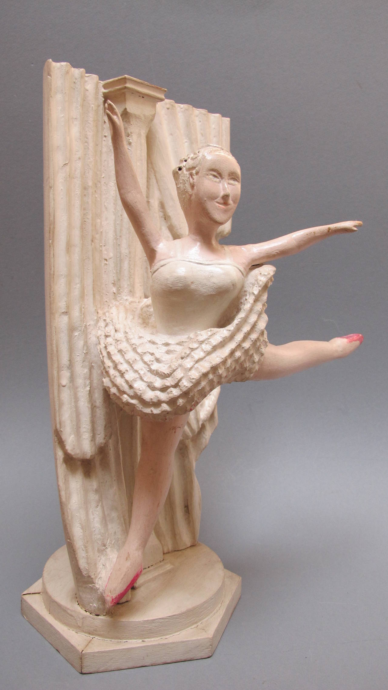 20th Century Carved Balerina Folk Sculpture For Sale