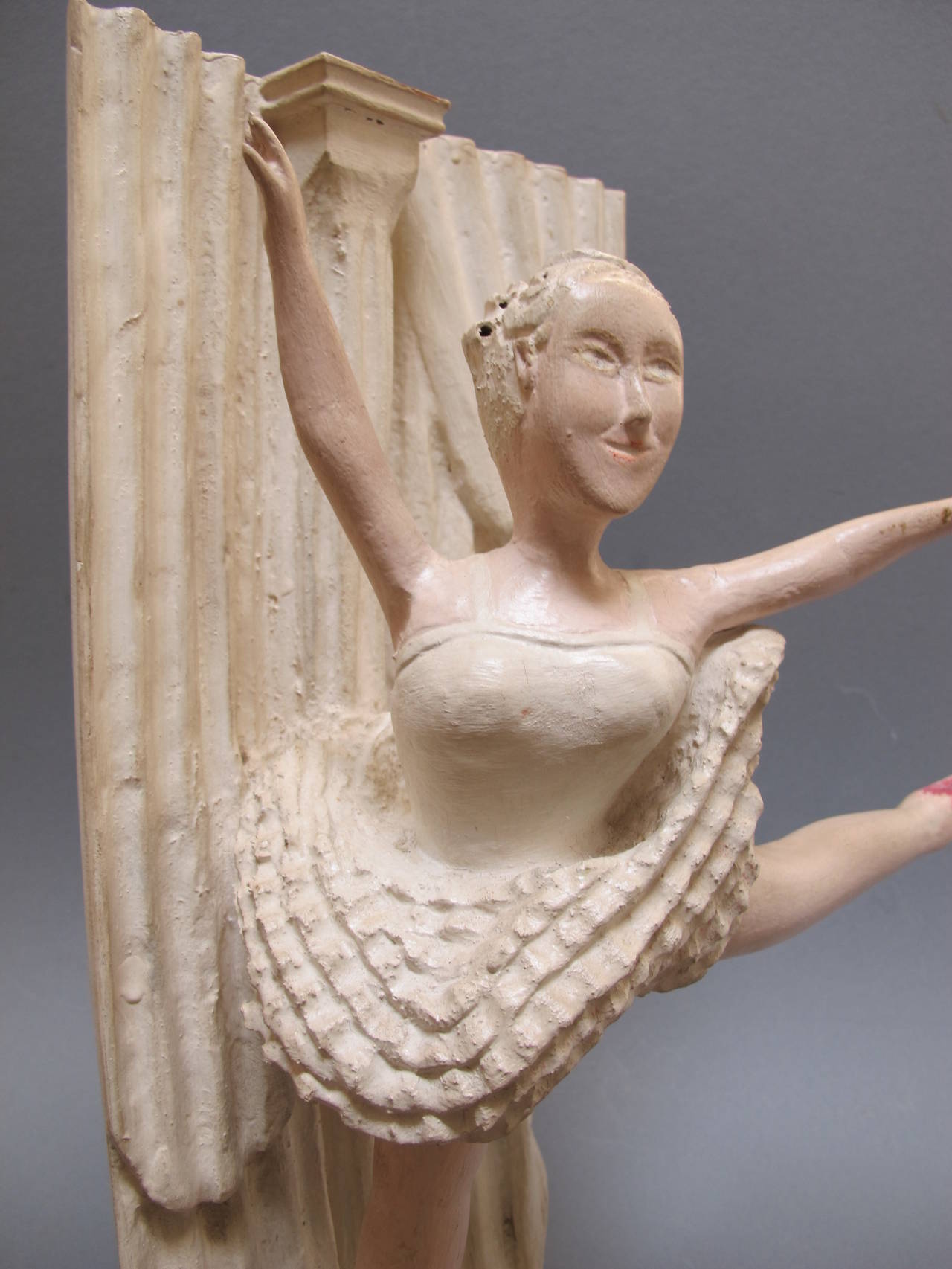American Carved Balerina Folk Sculpture For Sale