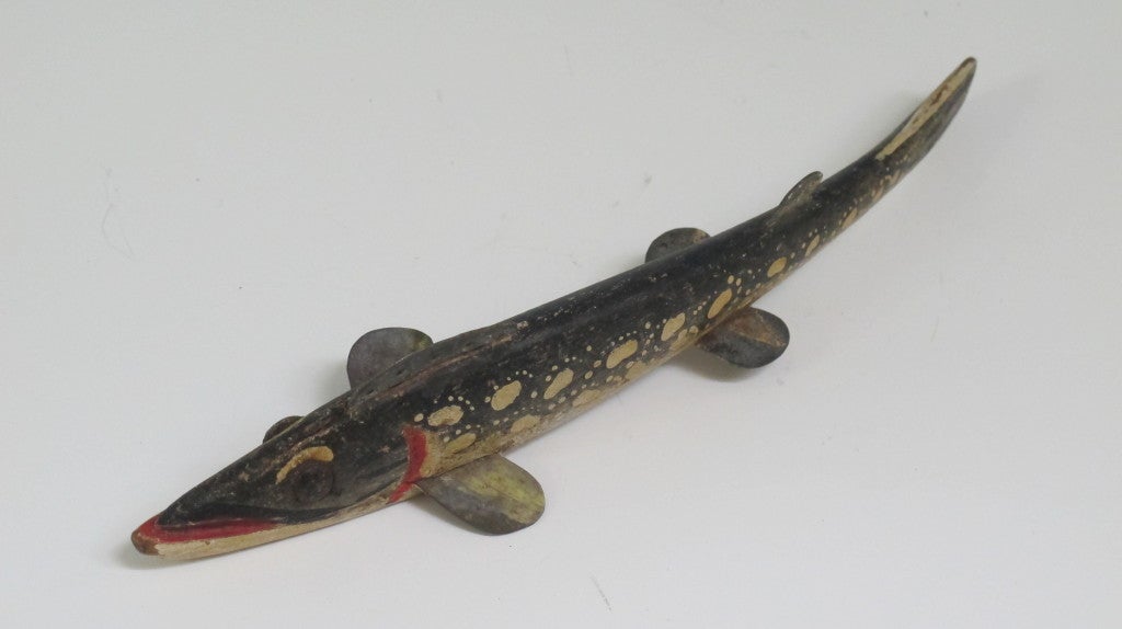 Northern Pike Fish Decoy by Oscar Peterson In Excellent Condition In New York, NY