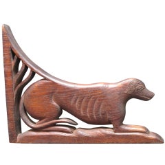 Carved Wood Dog Corbel