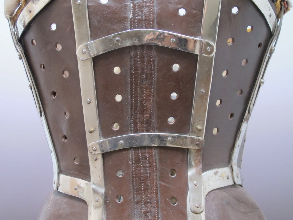 18th c, Leather Corset with Metal Braces on Stand 2