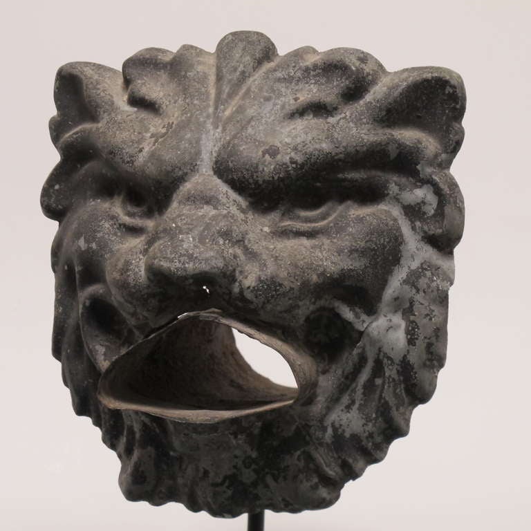 Tin Lion Head Water Spout In Good Condition In New York, NY