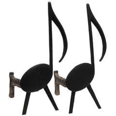 Retro Music Note Andirons