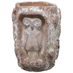Terra Cotta Owls In Tree Pot