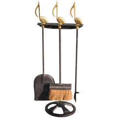 Musical Notes Fireplace Tools Set With Holder