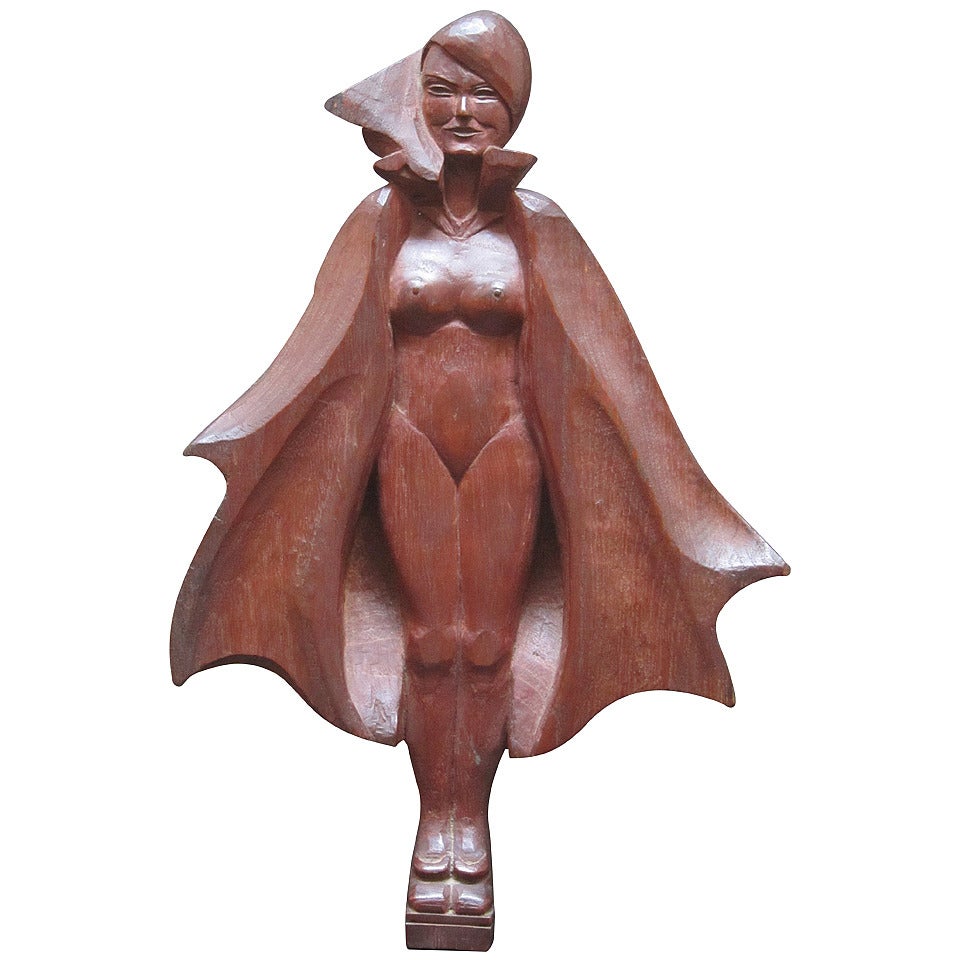 Caped and Nude Carved Woman For Sale