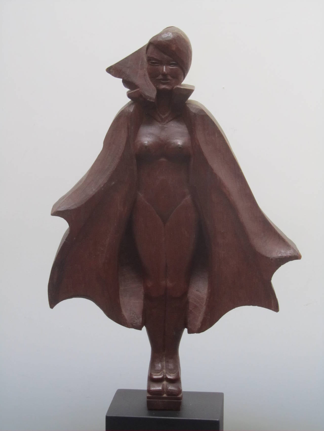 Wood Caped and Nude Carved Woman For Sale