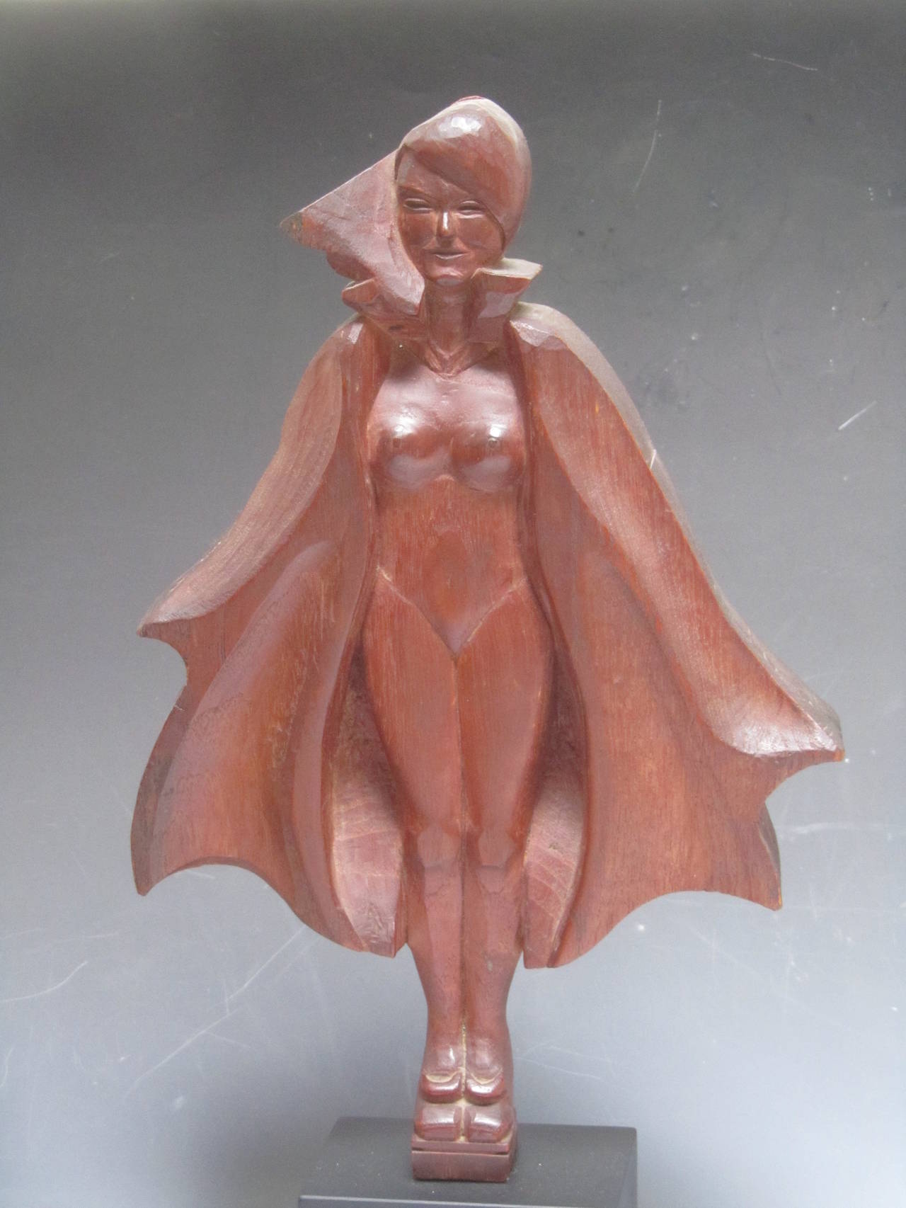 Folk Art Caped and Nude Carved Woman For Sale