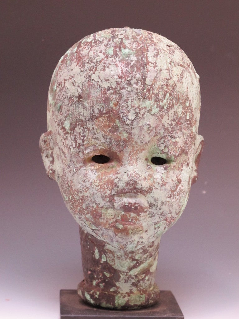 Mid-20th Century Large Copper Doll Head Mold