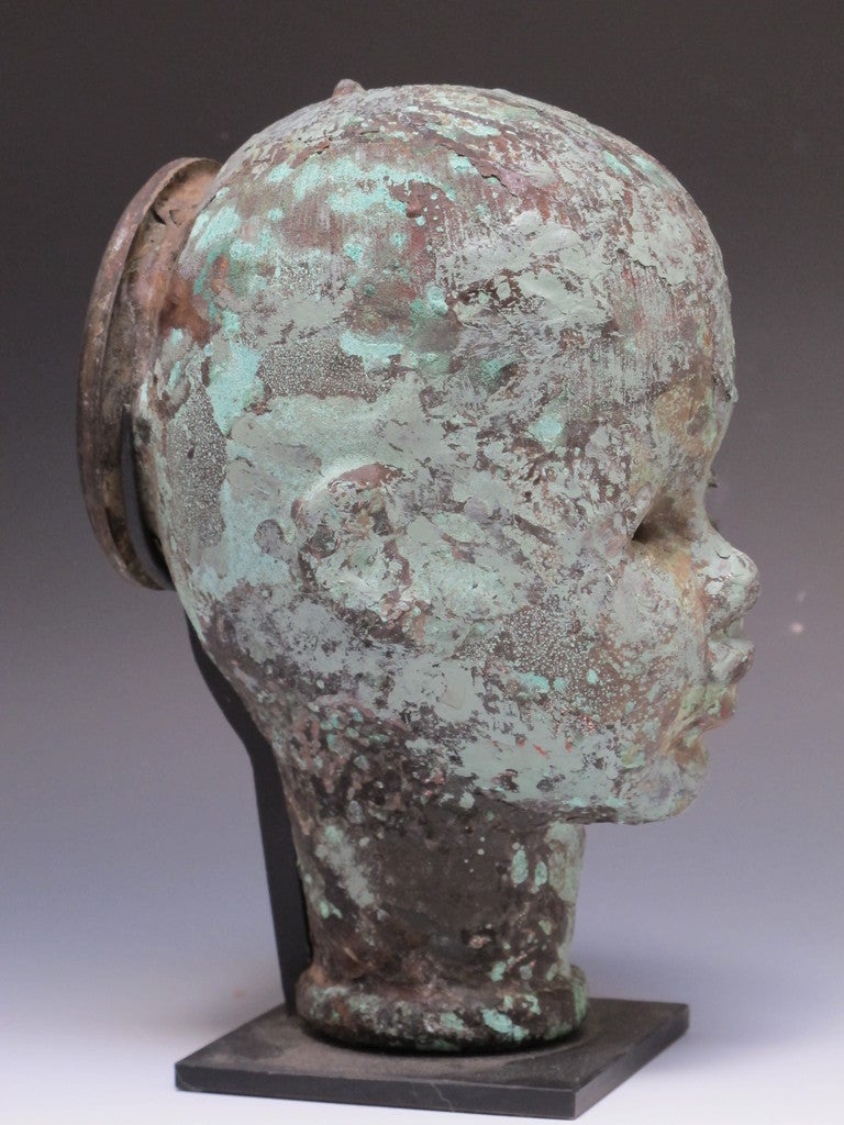 Large Copper Doll Head Mold In Good Condition In New York, NY