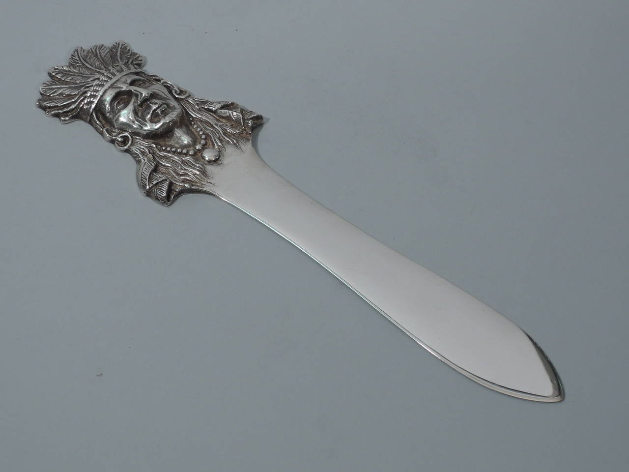 Victorian Indian Chief Sterling Silver Letter Opener - Nostalgic Native Americana