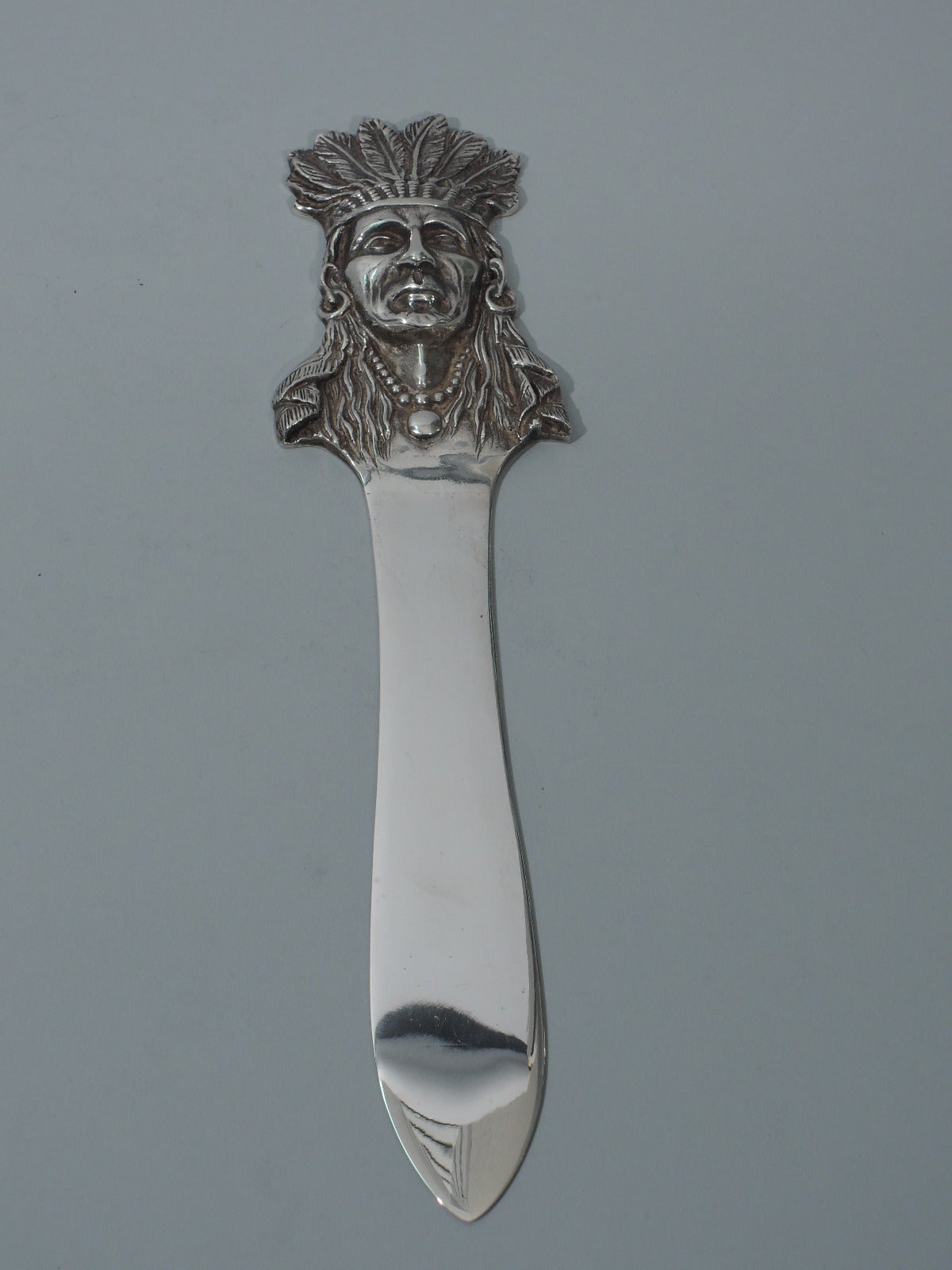 20th Century Indian Chief Sterling Silver Letter Opener - Nostalgic Native Americana