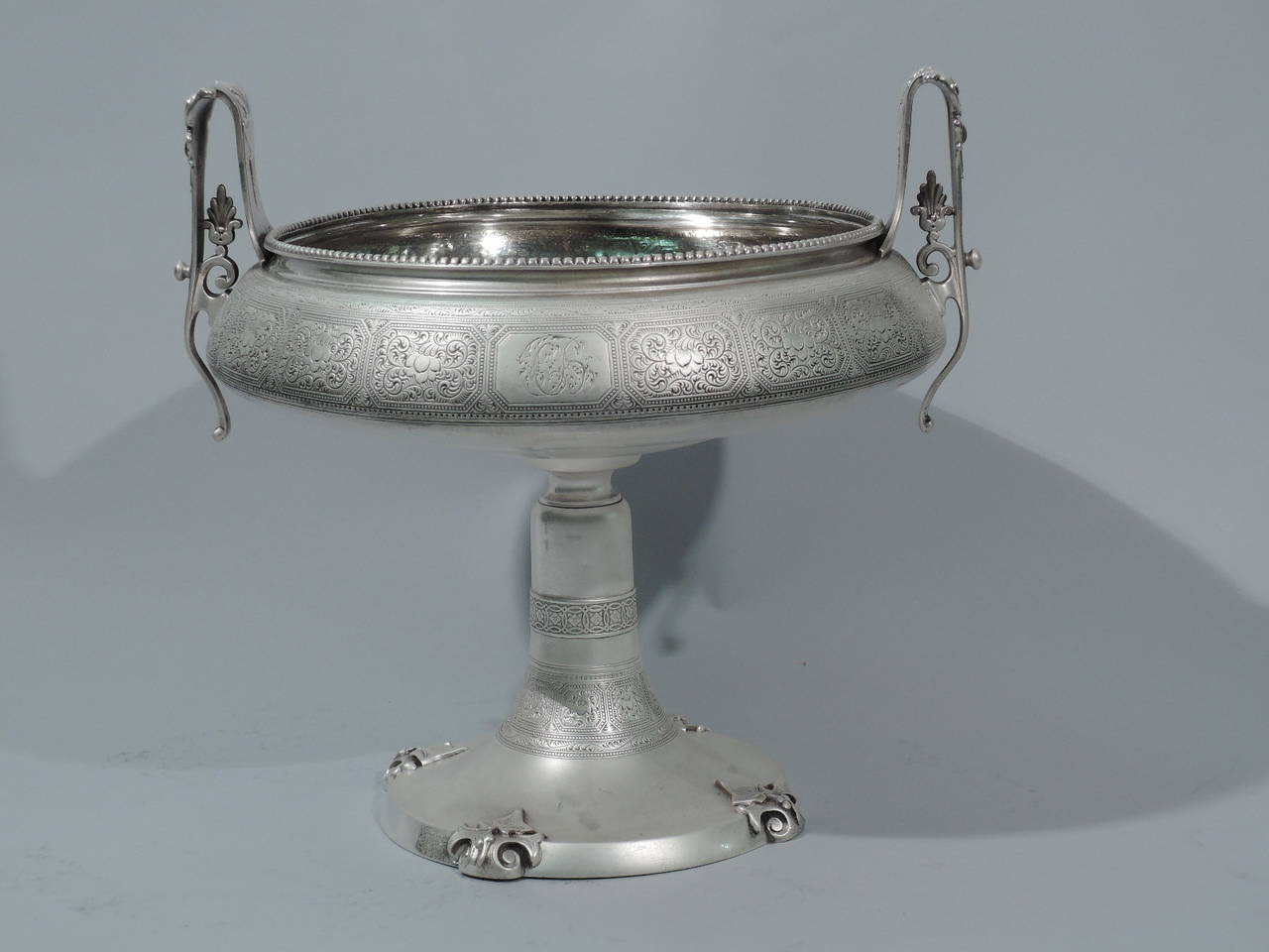 Early Tiffany Bowl, Greek Revival Kylix, Historic American Sterling Silver In Excellent Condition In New York, NY