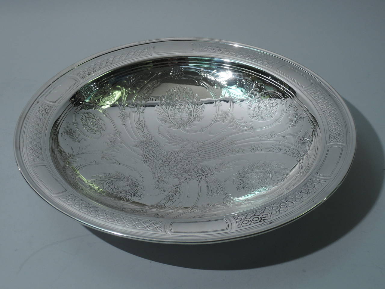 American Tiffany Aesthetic Sterling Silver Bowl with Bird
