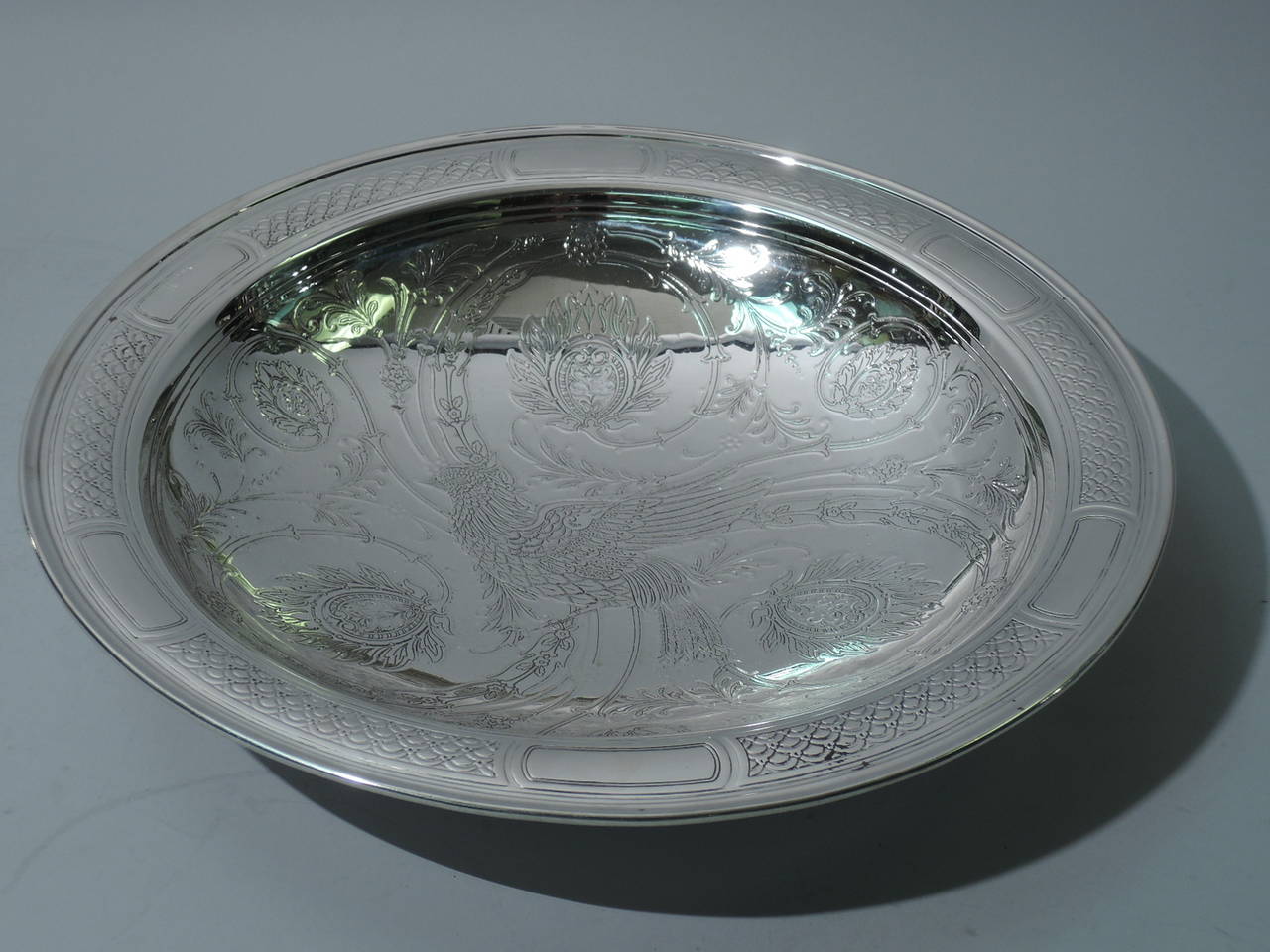 Tiffany Aesthetic Sterling Silver Bowl with Bird In Excellent Condition In New York, NY