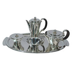 Georg Jensen Pyramid Coffee and Tea Set, Danish Modern Sterling Silver